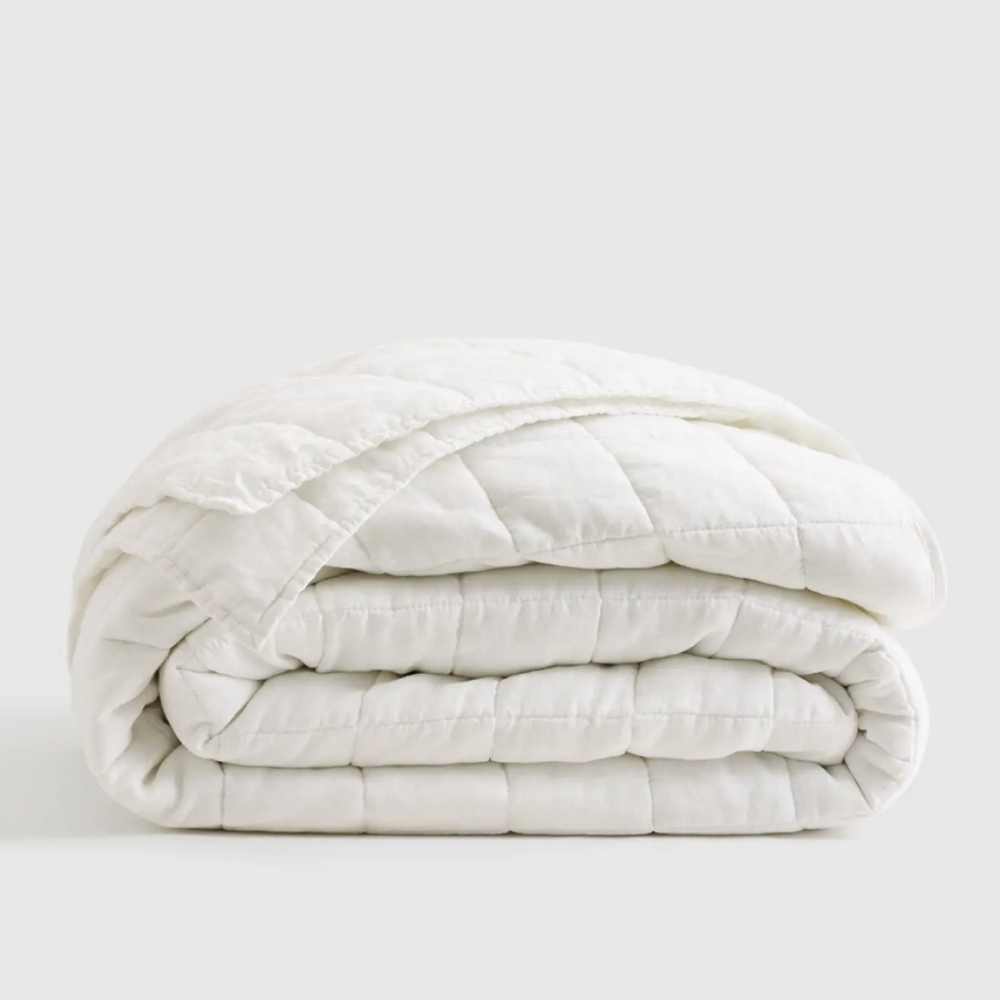 Quince European Linen White Quilt! Sz. Full/ Queen (739)